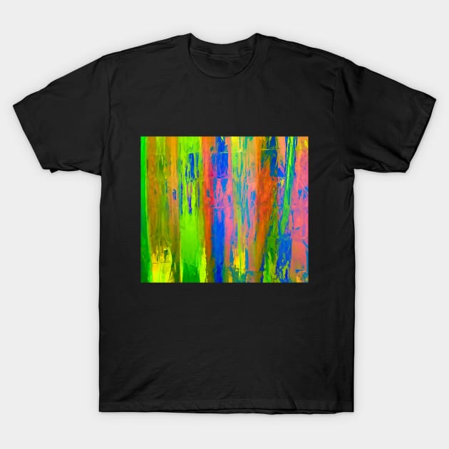 Neon Rainbow Paint Splatter T-Shirt by softbluehum